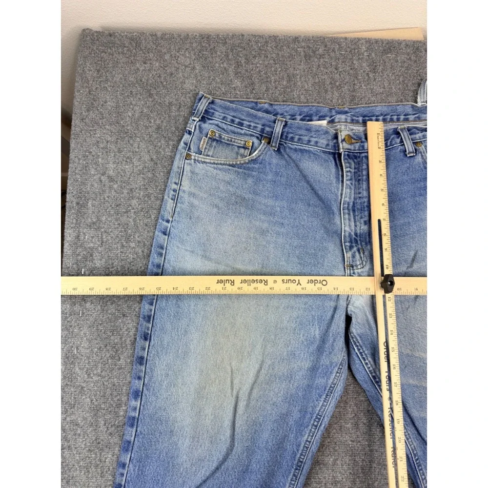Carhartt Mens Relaxed Fit Denim Jeans Light Wash Blue 42x30 B17 DST Distressed‎